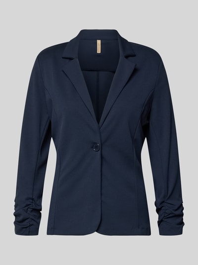 Produktfoto, Blazer mit Raffungen Modell 'Siham' von Soyaconcept in Dunkelblau, Elastischer-Material-Mix, Tailliert, Reverskragen, Knopfverschluss.