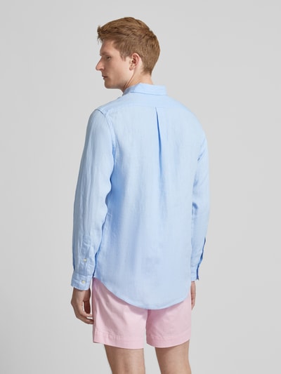 Polo Ralph Lauren Koszula lniana o kroju custom fit z wyhaftowanym logo Błękitny 5
