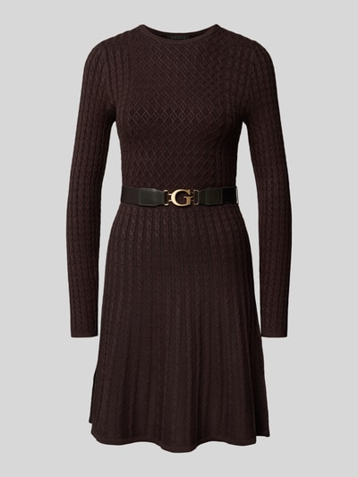 Guess Knielanges Kleid mit Taillengürtel Dunkelbraun 2