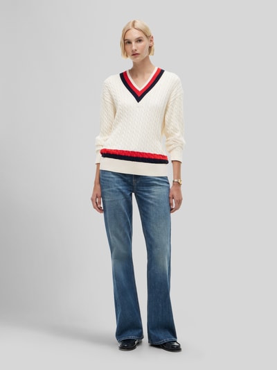 Tommy Hilfiger Regular Fit Pullover aus reiner Baumwolle Ecru 1