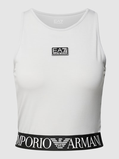 EA7 Emporio Armani Cropped Tanktop mit Label-Saum Modell 'NATURAL VENTUS7' Hellgrau 2