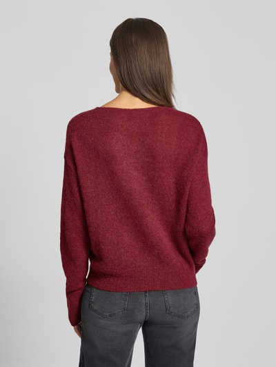 Brax Sweter z dzianiny z prążkowanymi wykończeniami model ‘LISA’ Bordowy 5