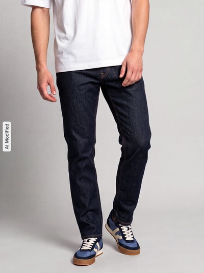MAC Straight Fit Jeans aus Baumwoll-Mix Modell 'Arne' Dunkelblau 4