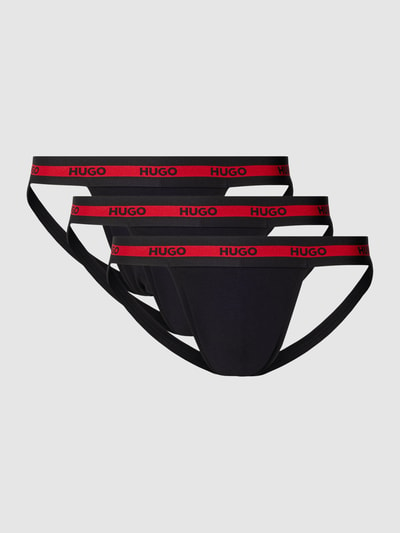 HUGO Jockstrapy z elastycznym paskiem z logo w zestawie 3 szt. Czarny 1
