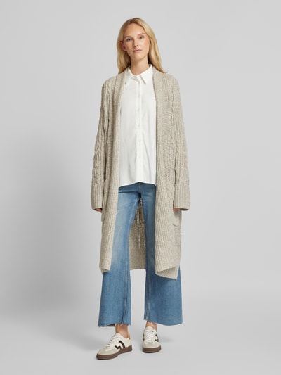 Tom Tailor Loose Fit Cardigan mit recycelter Wolle im Zopfstrickmuster Beige 4