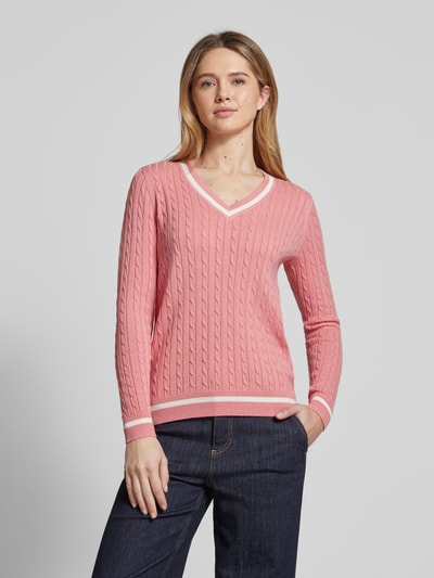 Christian Berg Woman Strickpullover mit gerippten Abschlüssen Pink 4