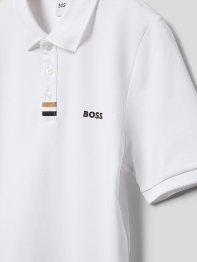 Boss Koszulka polo z detalami z logo Biały 2