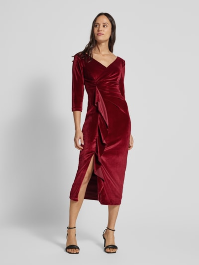 Paradi Maxikleid mit tiefem V-Ausschnitt Bordeaux 4