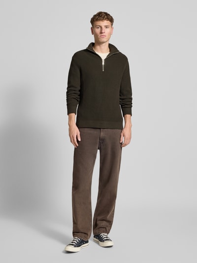 Marc O'Polo Denim Regular Fit Troyer aus reiner Baumwolle Dunkelbraun 1