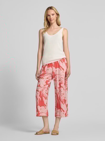 comma Wide Leg Stoffhose mit Bindegürtel Koralle 1
