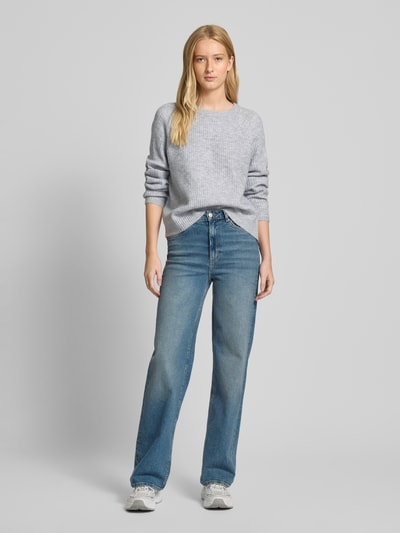 Pieces Relaxed Fit Pullover mit Rundhalsausschnitt Modell 'OLLA' Hellgrau Melange 1