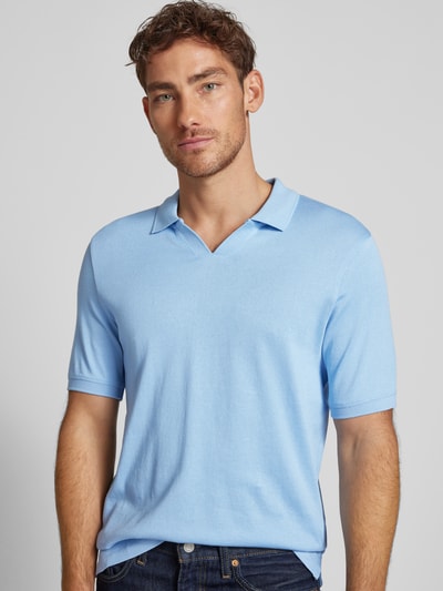 Cinque Regular Fit Poloshirt mit V-Ausschnitt Modell 'Bolo' Hellblau 3
