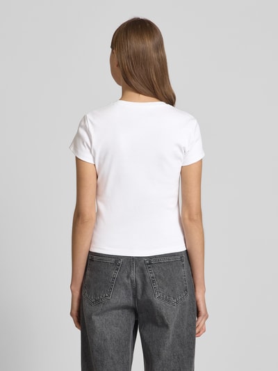 Mustang T-Shirt mit geripptem Rundhalsausschnitt Modell 'Addison' Weiss 5