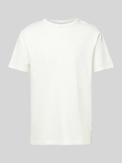 SELECTED HOMME T-Shirt mit geripptem Rundhalsausschnitt Modell 'SANDER' Offwhite 1