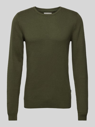 Blend Gebreide pullover met structuurmotief Olijfgroen gemêleerd - 2