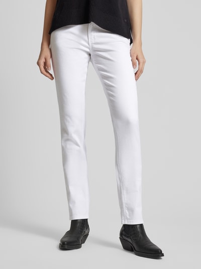 QS Spodnie o kroju slim fit w jednolitym kolorze Biały 4
