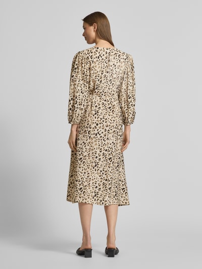 MSCH Copenhagen Knielanges Kleid mit V-Ausschnitt Modell 'Alyona Vlora' Beige 5