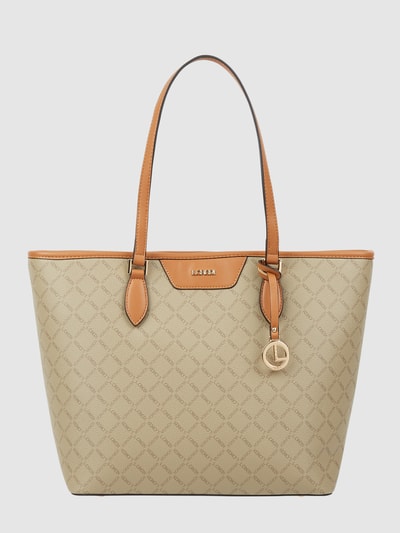 L.Credi Torba shopper ze wzorem z logo  Szarobrązowy 2