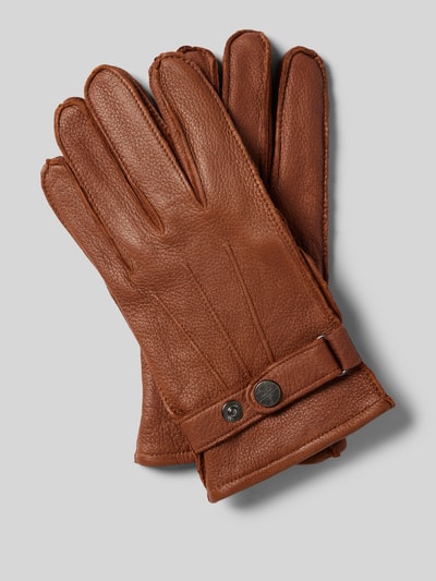 Pearlwood Handschuhe aus Leder mit Label-Detail Cognac 1