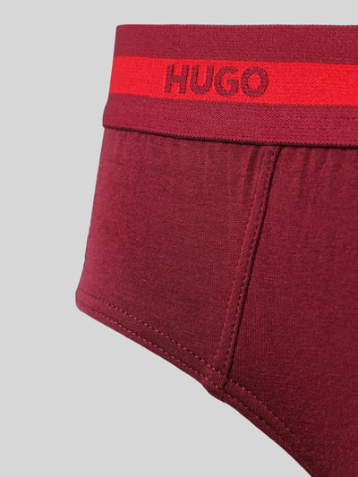 HUGO Slip mit Label-Bund im 3er-Pack Bordeaux 2