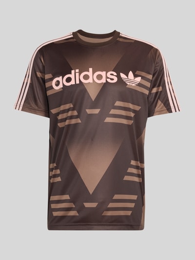 adidas Originals Regular Fit T-Shirt mit Label Schriftzug Dunkelbraun 2