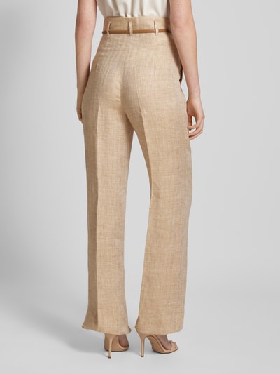 Max Mara Studio Leinenhose mit Gürtel Modell 'TREVISO' Beige 5