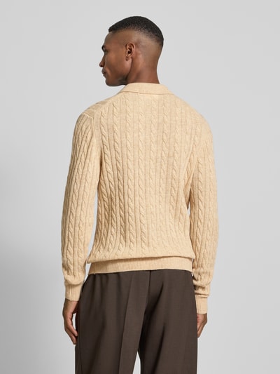 Lindbergh Strickpullover aus Leinen-Mix mit Polokragen Sand 5