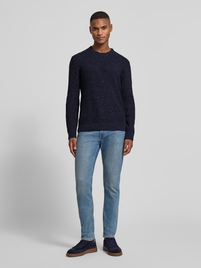 Tom Tailor Regular fit gebreide pullover van katoenmix  Marineblauw - 1