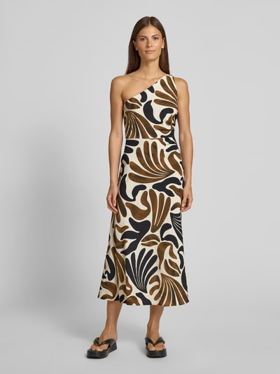 Mango Midikleid mit One-Shoulder-Träger Modell 'NATA' Oliv 4