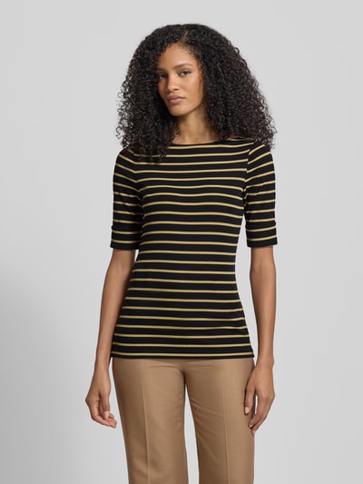 Lauren Ralph Lauren T-Shirt mit U-Boot-Ausschnitt Modell 'JUDY' Gold Melange 4