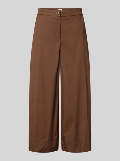 Produktfoto, Culotte mit Gesäßtaschen Modell 'CAROLINE' von MAC im Damen Culotte-Stil aus braunem Baumwoll-Mix mit Stretch-Anteil, Wide Leg