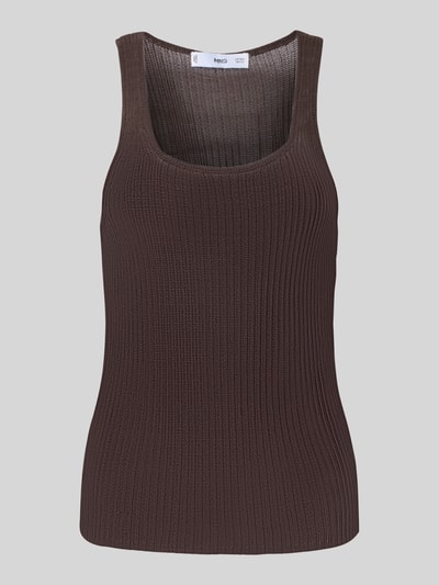 Mango Stricktop in semitransparentem Design Modell 'GERANIO' Dunkelbraun 2