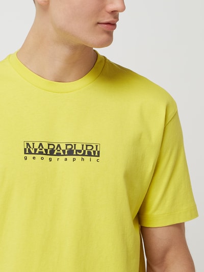 Napapijri T-shirt met logo, model 'Box' Lichtgeel - 3