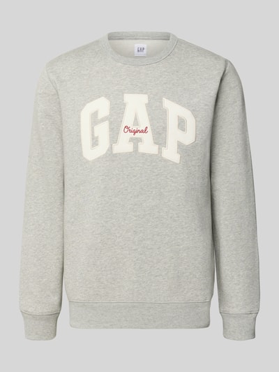 Produktfoto, grijs 'Sweatshirt mit Logo und Rundhalsausschnitt' van GAP, katoenmix, regular fit, logo, ronde hals, heren, effen textuur