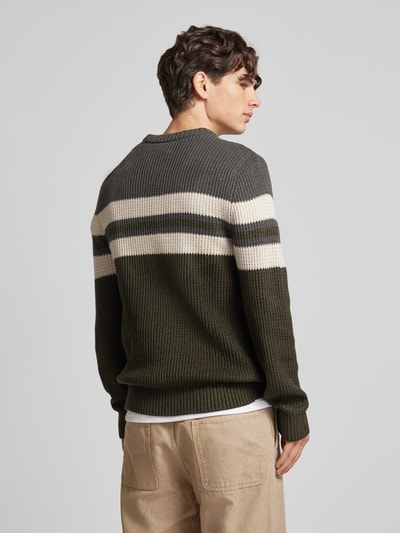 Jack & Jones Gebreide pullover met ronde hals, model 'SANDER' Olijfgroen - 5