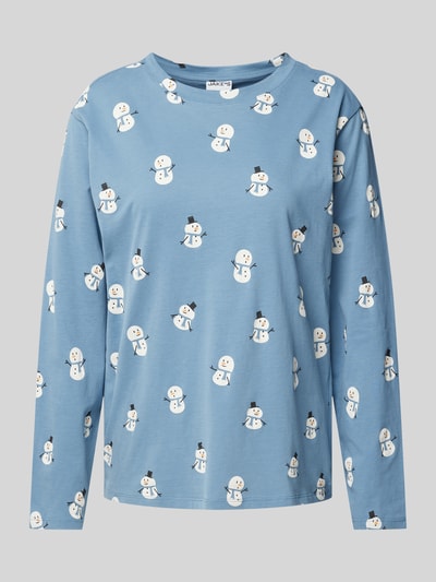 Jake*s Casual Pyjama-Oberteil mit Motiv-Print Jeansblau 1