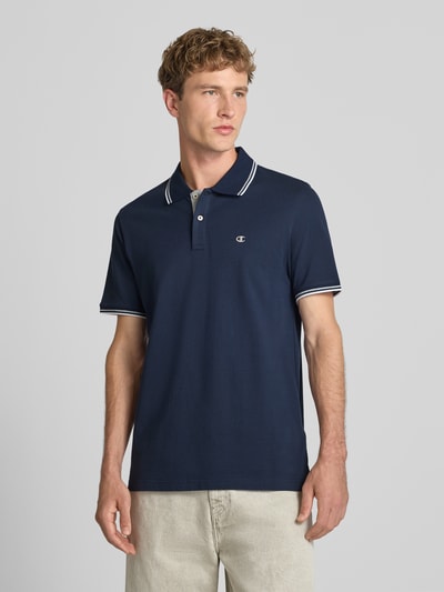 Champion slim fit poloshirt met labelstitching Marineblauw - 4