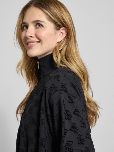 HUGO Oversized sweatjack van katoenmix, model 'TERRYMONOGRAM_JACKET' Zwart - 3