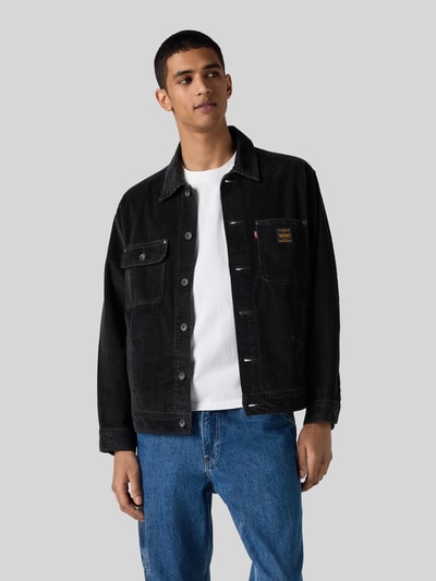 Levi's® relaxed fit truckerjack van katoen met cordstructuur Zwart - 4