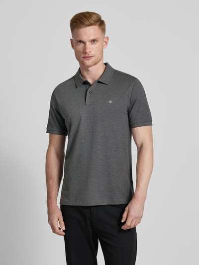 Gant Koszulka polo o kroju regular fit z wyhaftowanym logo Antracytowy melanż 4