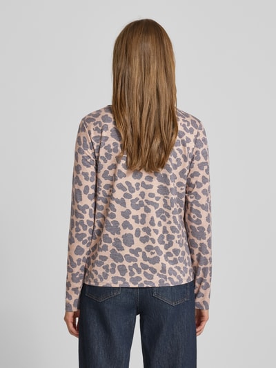 monari Bluzka z długim rękawem ze wzorem w panterkę z okrągłym dekoltem Jasnobrązowy 5