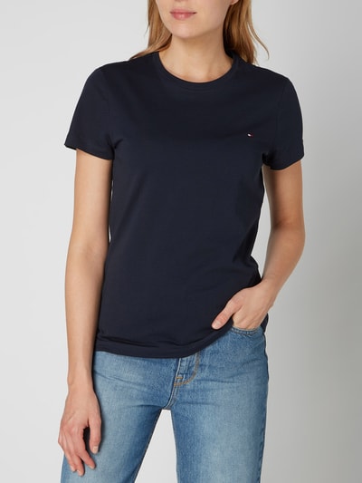 Tommy Hilfiger T-shirt van biologisch katoen met logoborduursel Donkerblauw - 4