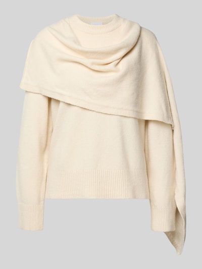Jake*s Collection Strickpullover mit Schal Ecru 2
