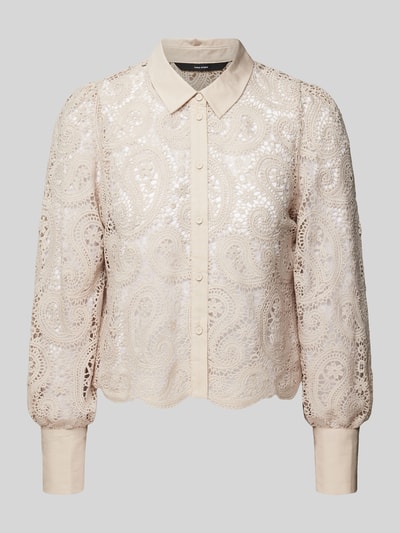 Vero Moda Bluzka koszulowa z ażurowym wzorem model ‘HIBO’ Piaskowy 2