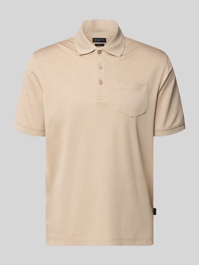 bugatti Regular Fit Poloshirt mit Brusttasche und Label-Stitching Beige 2