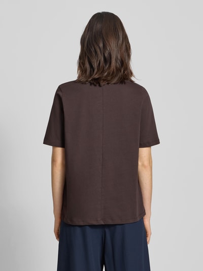 Milano Italy T-shirt z cekinami i dekoltem w serek Czekoladowy 5