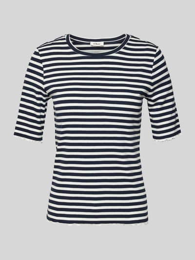 s.Oliver RED LABEL Bluzka o kroju regular fit z ozdobnym dołem Granatowy 2