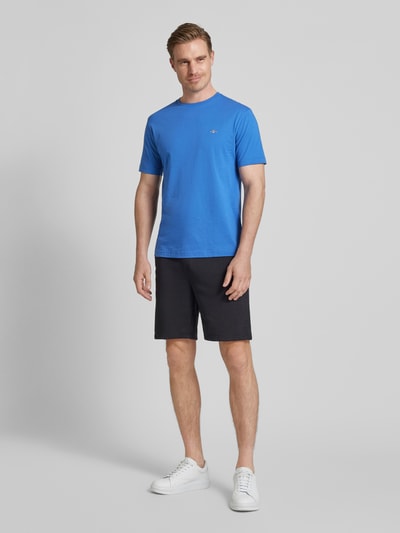 Gant Regular fit T-shirt in gemêleerde look Koningsblauw - 1