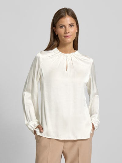 comma Regular Fit Bluse aus Viskose mit gelegten Falten Weiss 4