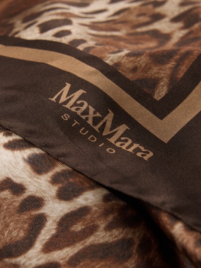 Productfoto, Seidenschal met dierenprint model 'AQUILA' van Max Mara Studio dames, bruintinten, zachte glanzende textuur